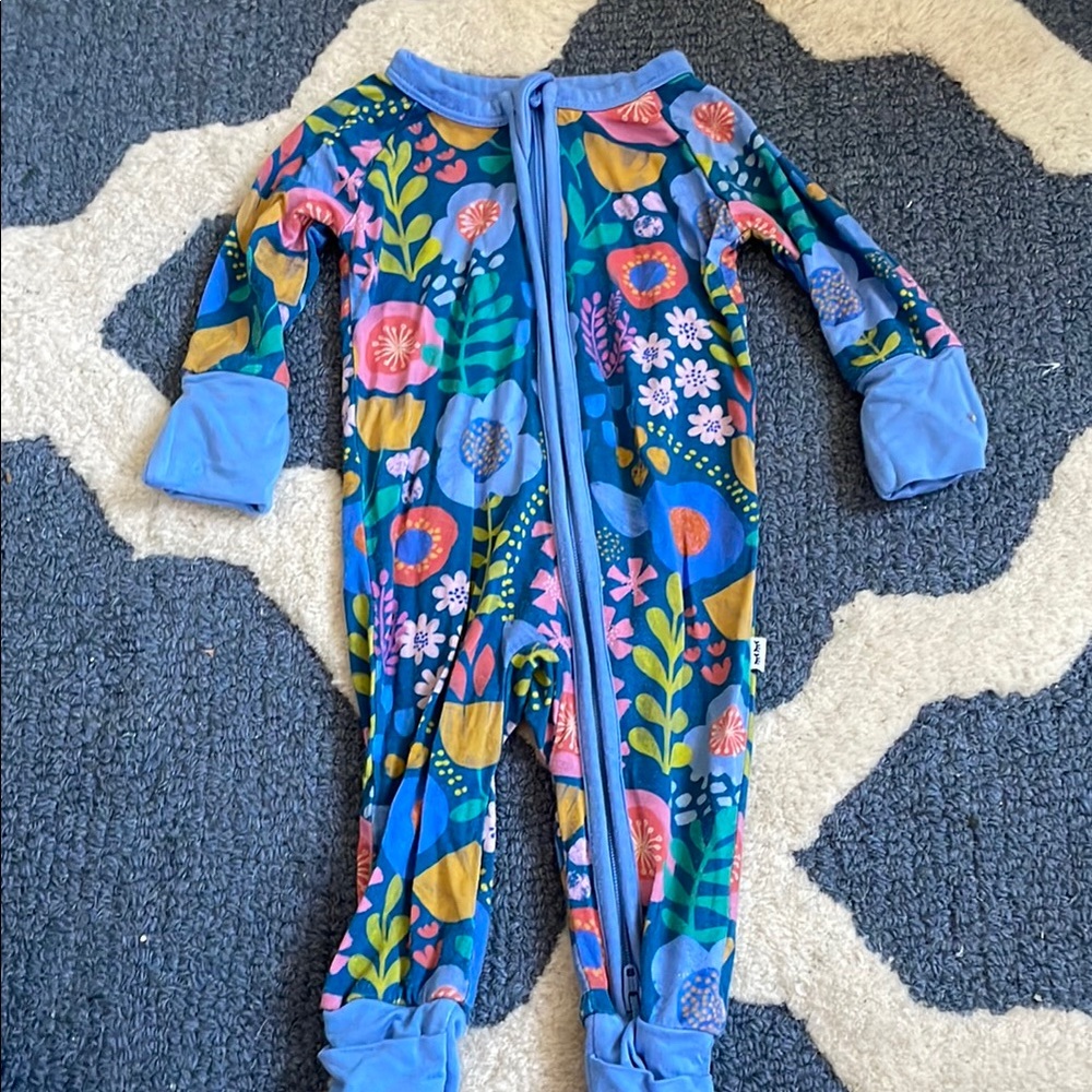 Folk Floral Little Sleepies newborn zippy